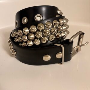 Black 3 row Cone Studded Belt
